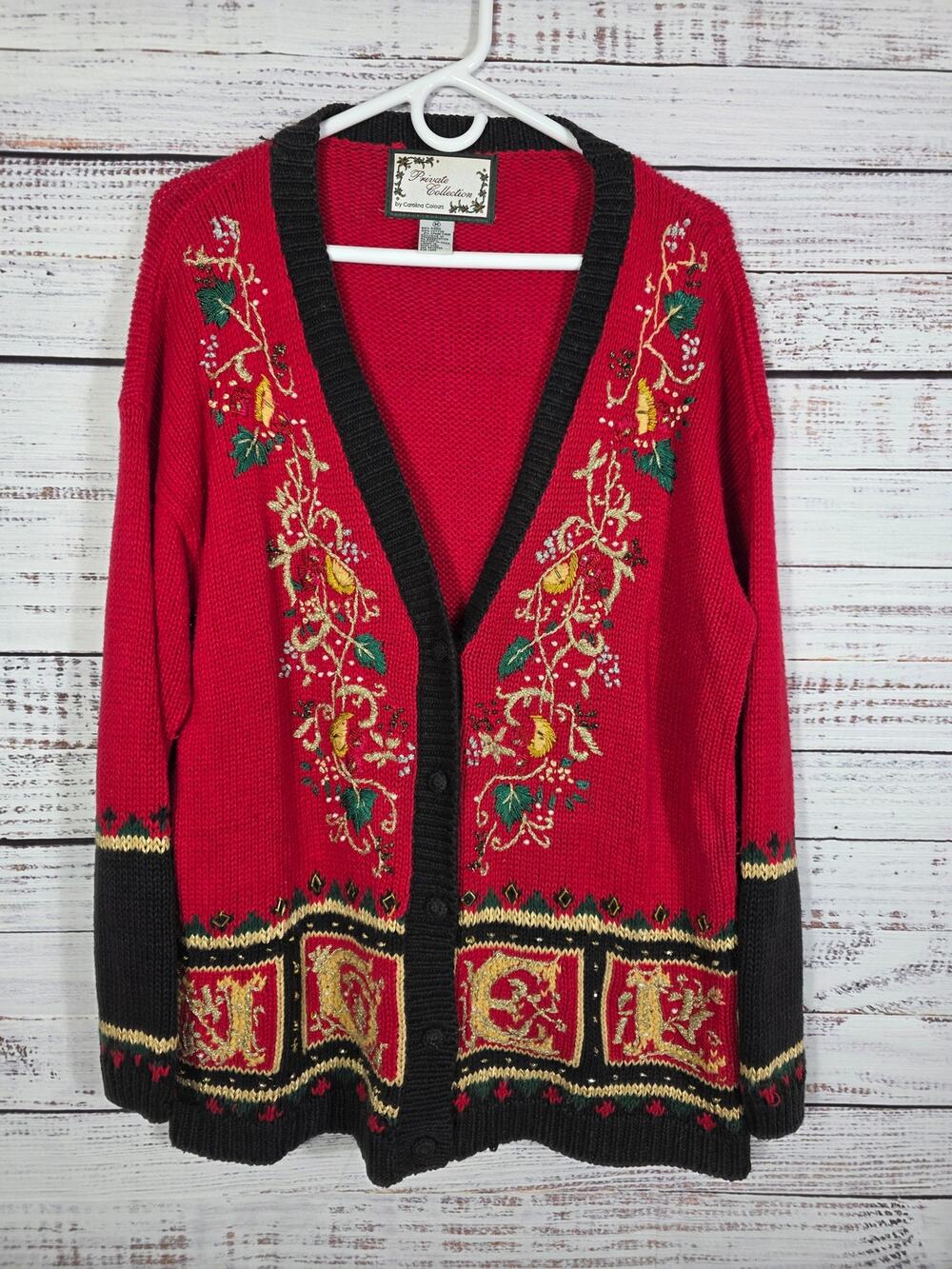 VTG Carolina Colours Sweater NOEL Ugly Christmas Holiday Medium READ